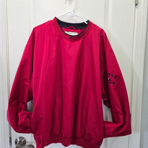 Cutter & Buck Men's Red Pullover Jacket XL 100% Polyester With Embroidered Logo - Picture 1 of 9
